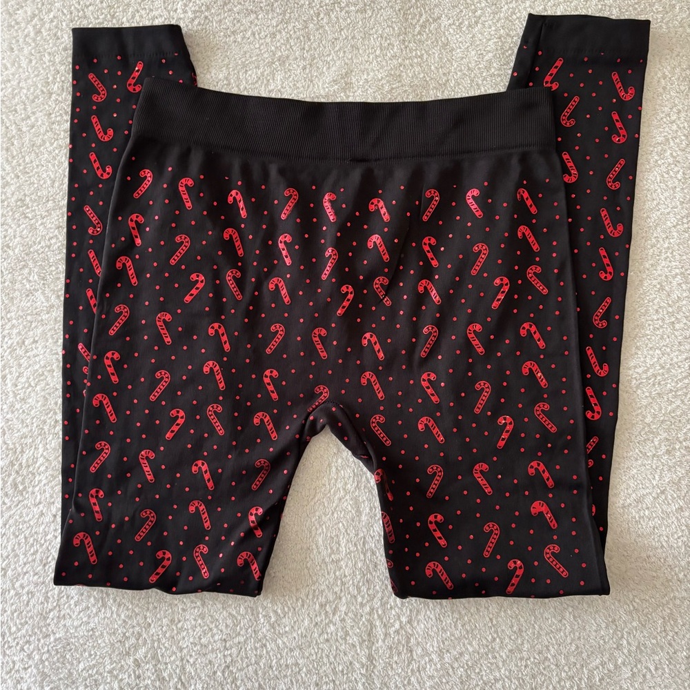 Girl’s Candy Cane Print Leggings Size X/XL